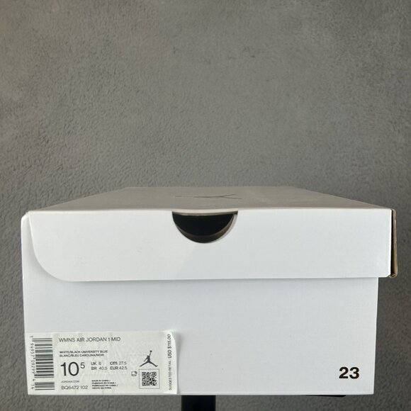 Nike Air Jordan 1 Mid University Blue White Black BQ6472-102 Size 10.5 W 9 M - Picture 5 of 7